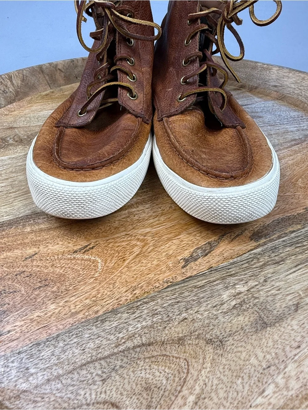 Polo Ralph Lauren Tedd Brown Leather High Top Sneakers Boots Men’s 10D